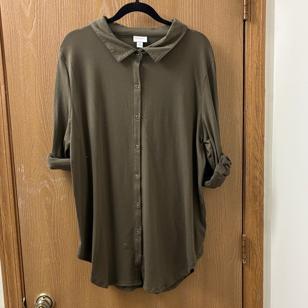 Lularoe Valentina Olive Green Shirt